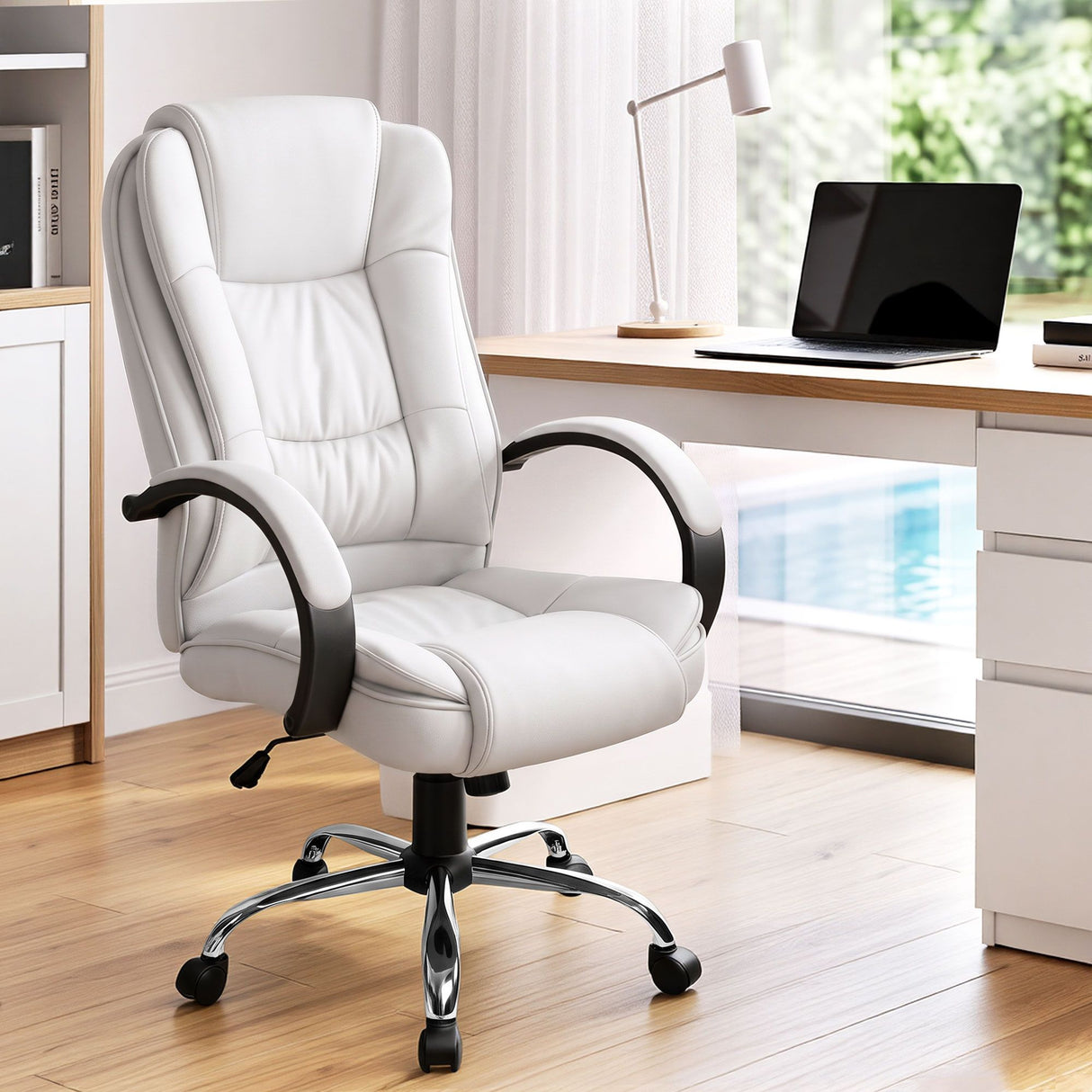 Artiss Executive Office Chair Leather Tilt White