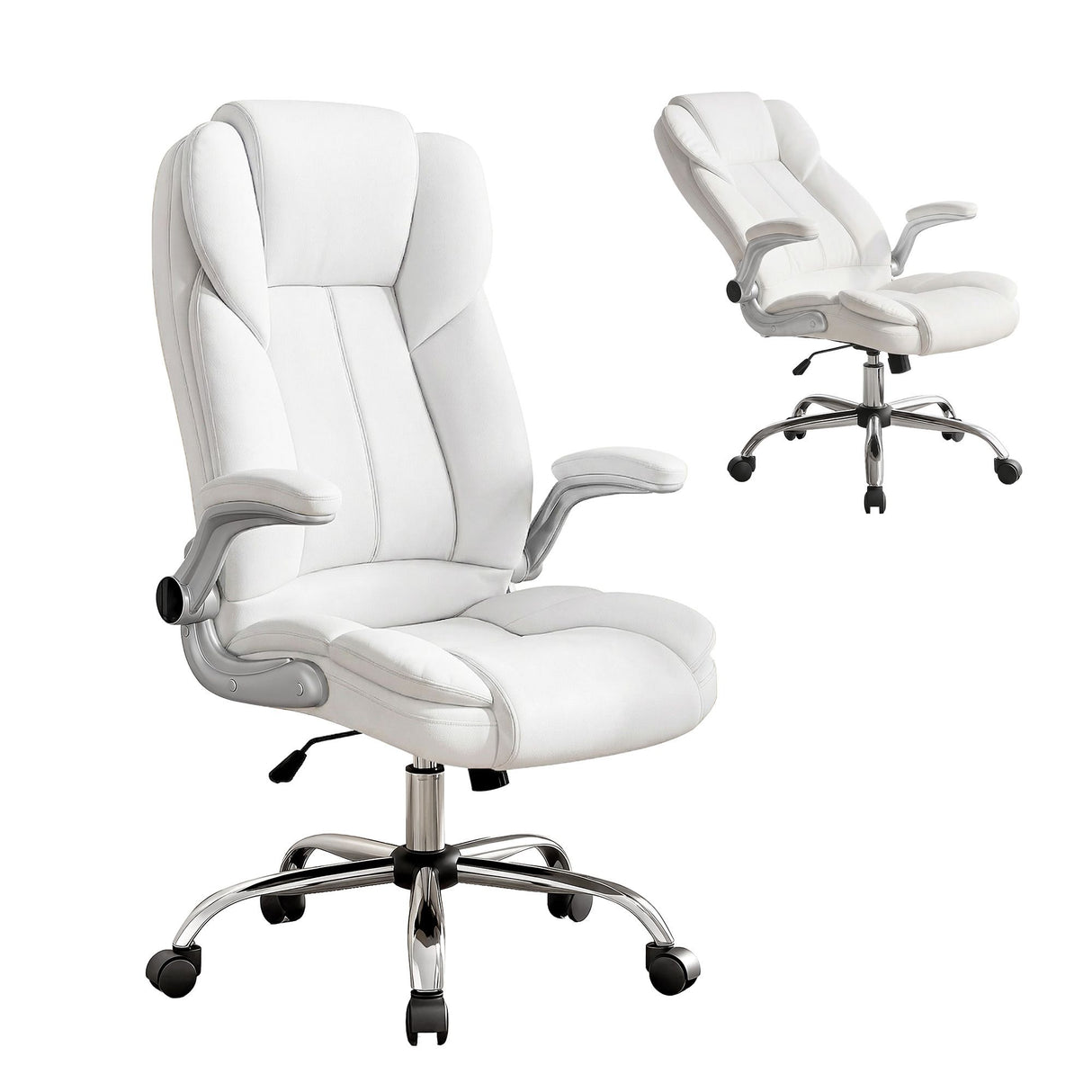 Artiss Executive Office Chair Leather Tilt White