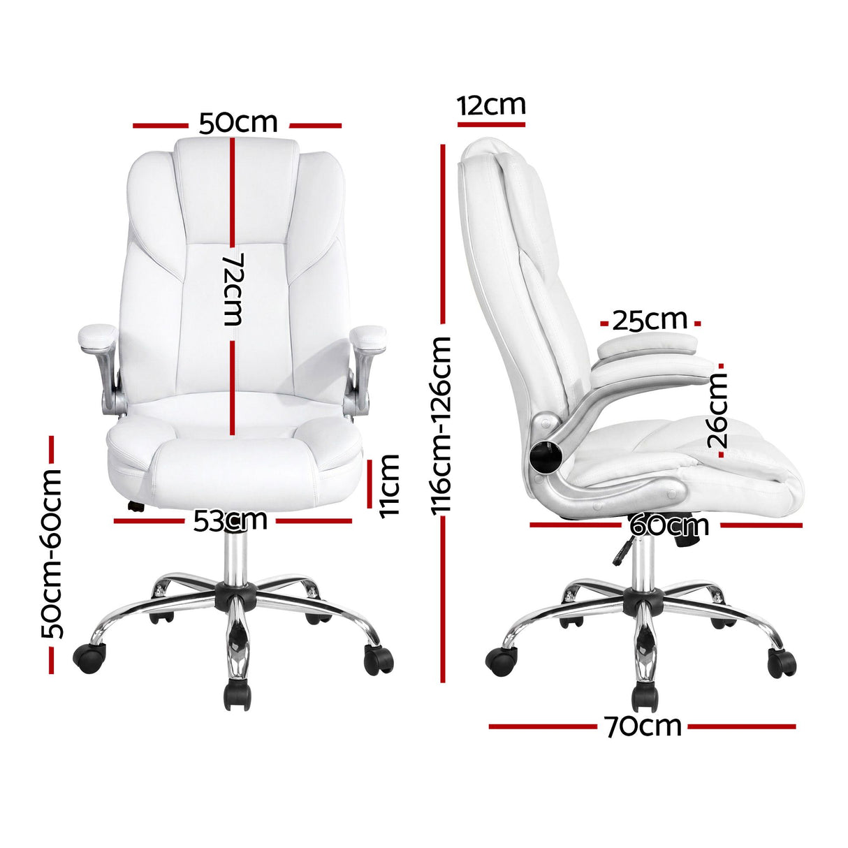 Artiss Executive Office Chair Leather Tilt White
