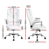 Artiss Executive Office Chair Leather Tilt White