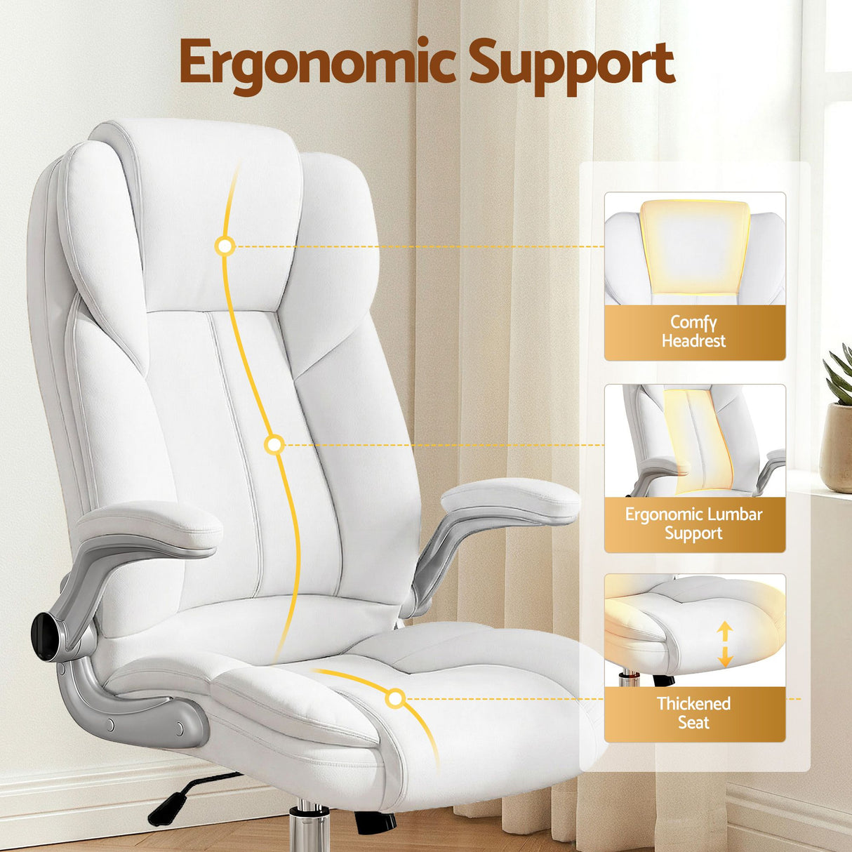 Artiss Executive Office Chair Leather Tilt White