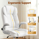 Artiss Executive Office Chair Leather Tilt White