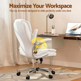 Artiss Executive Office Chair Leather Tilt White