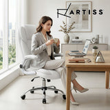 Artiss Executive Office Chair Leather Tilt White