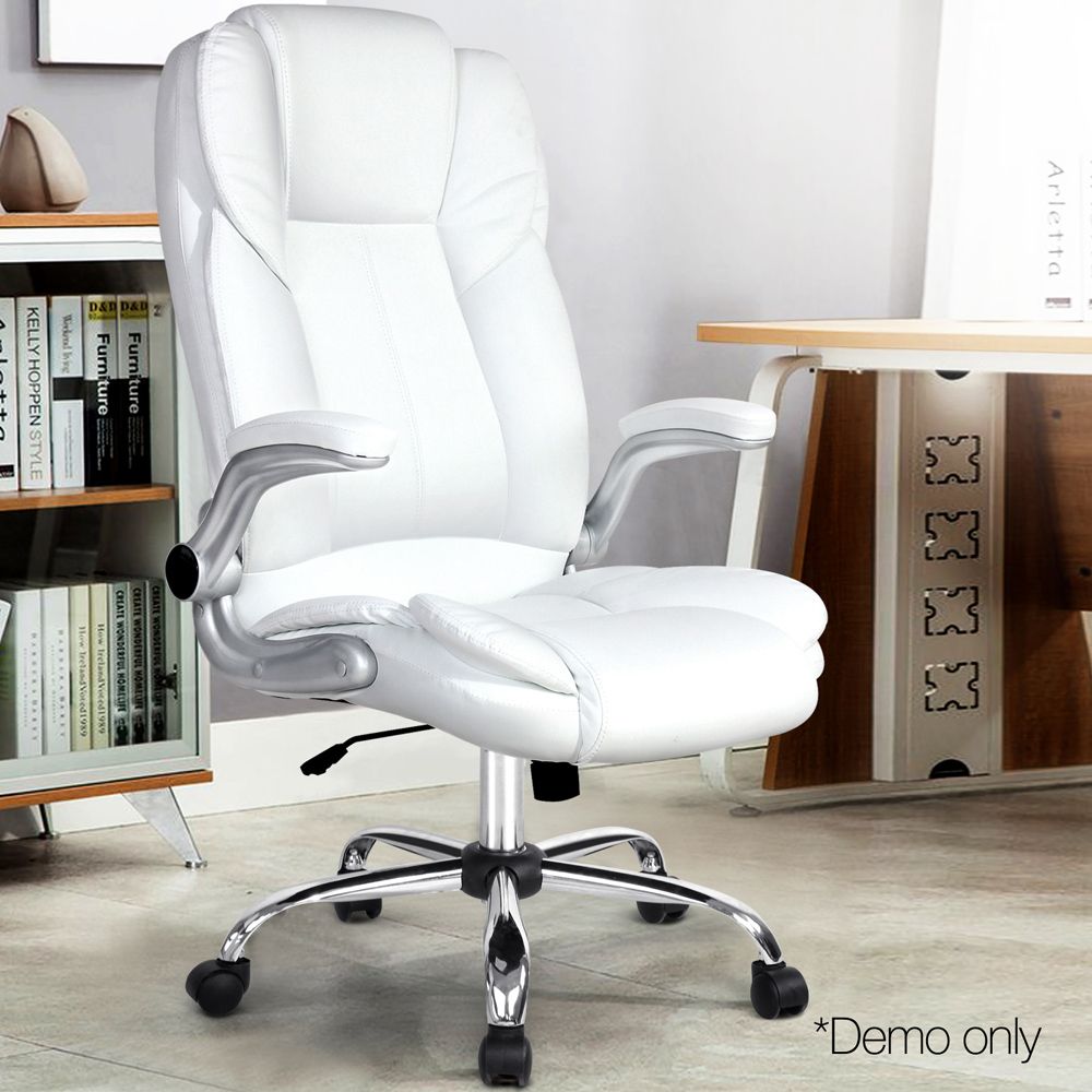 Artiss Executive Office Chair Leather Tilt White