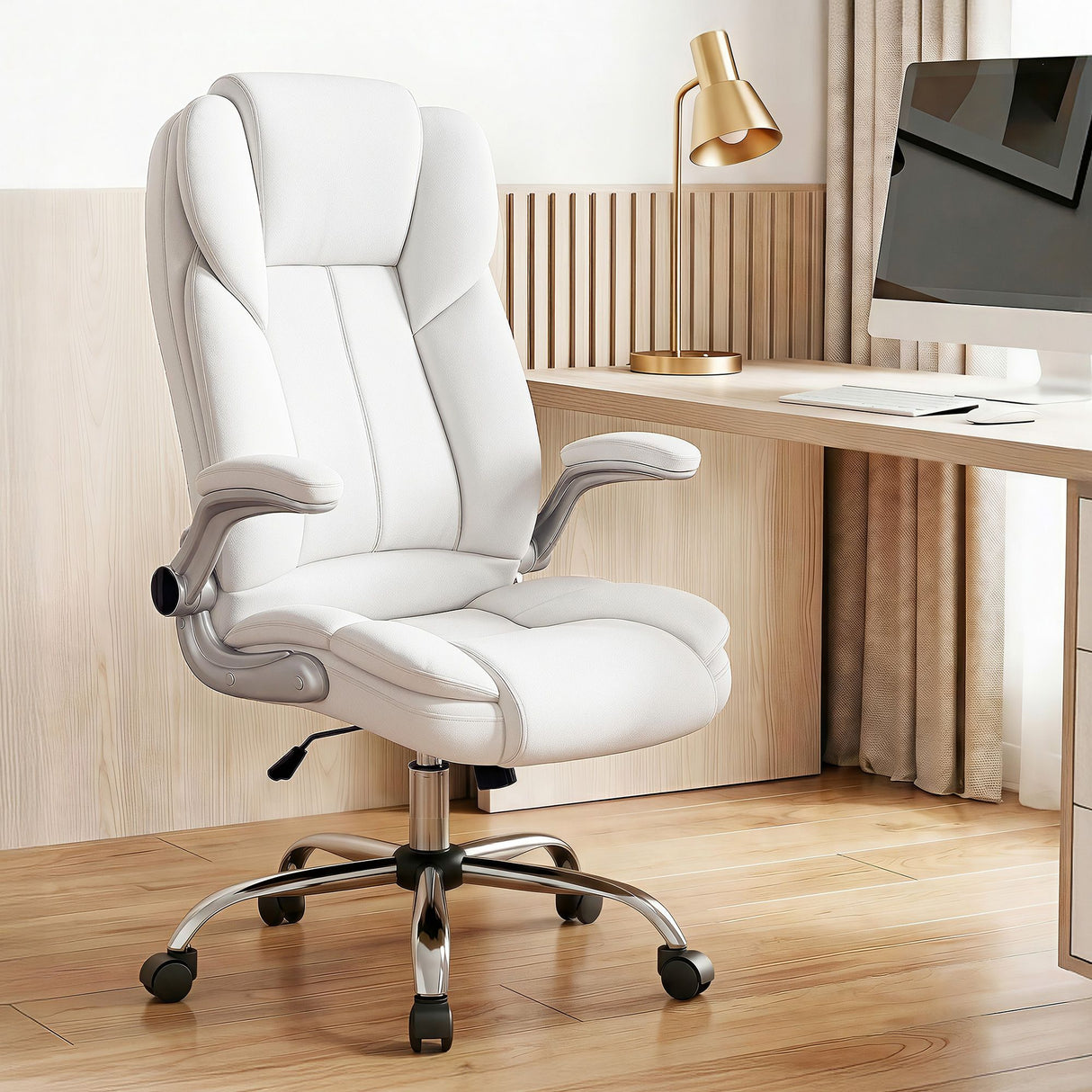 Artiss Executive Office Chair Leather Tilt White