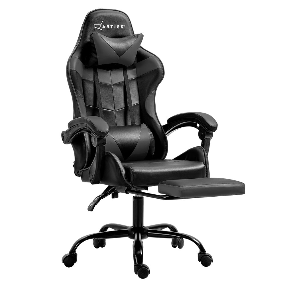 Aria Gaming Office Chair Executive Computer Leather Chairs Footrest Grey