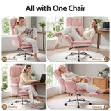 Artiss Big & Tall Criss Cross Office Chair with Flip Armrests Foot Rest Reclining Teddy Fleece Pink