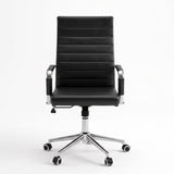 Artiss Conference Office Chair Swivel Computer Chair High Back Ribbed PU Leather Black