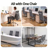 Artiss Conference Office Chair Swivel Computer Chair High Back Ribbed PU Leather Grey