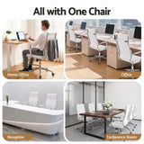 Artiss Conference Office Chair Swivel Computer Chair High Back Ribbed PU Leather White