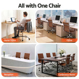 Artiss Office Chair Conference Chairs PU Leather Mid Back Brown
