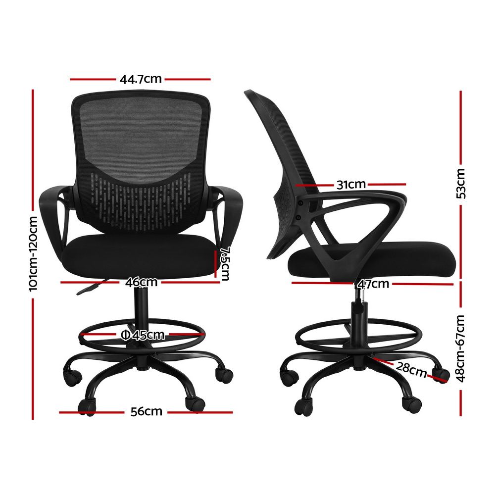 Artiss Office Chair Drafting Stool Mesh Chairs Black