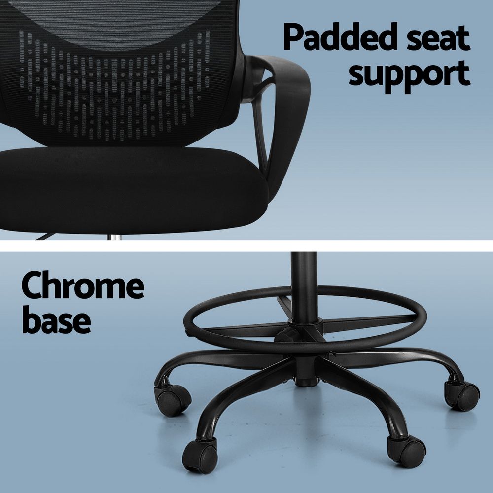 Artiss Office Chair Drafting Stool Mesh Chairs Black