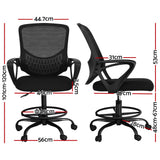 Artiss Office Chair Drafting Stool Computer Standing Desk Mesh Chairs Black