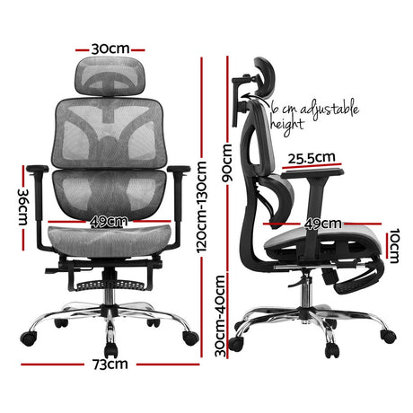 Office Chair 3D Multi-Function Grey Mesh