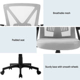 Artiss 2x Mesh Office Chair Mid Back Grey