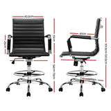 Artiss Office Chair Drafting Stool Leather Chairs Black