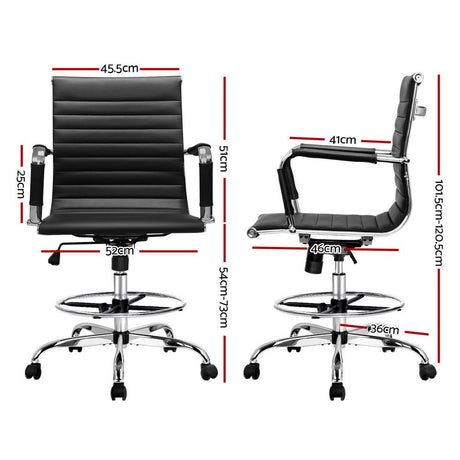 Artiss Office Chair Drafting Stool Leather Chairs Black