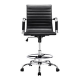 Artiss Office Chair Drafting Stool Leather Chairs Black