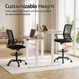Artiss Office Chair Drafting Chairs Stool Computer Desk Studios Mesh Black