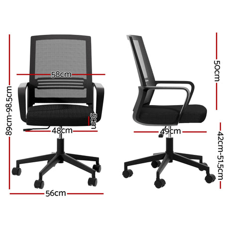 Artiss Mesh Office Chair Mid Back Black