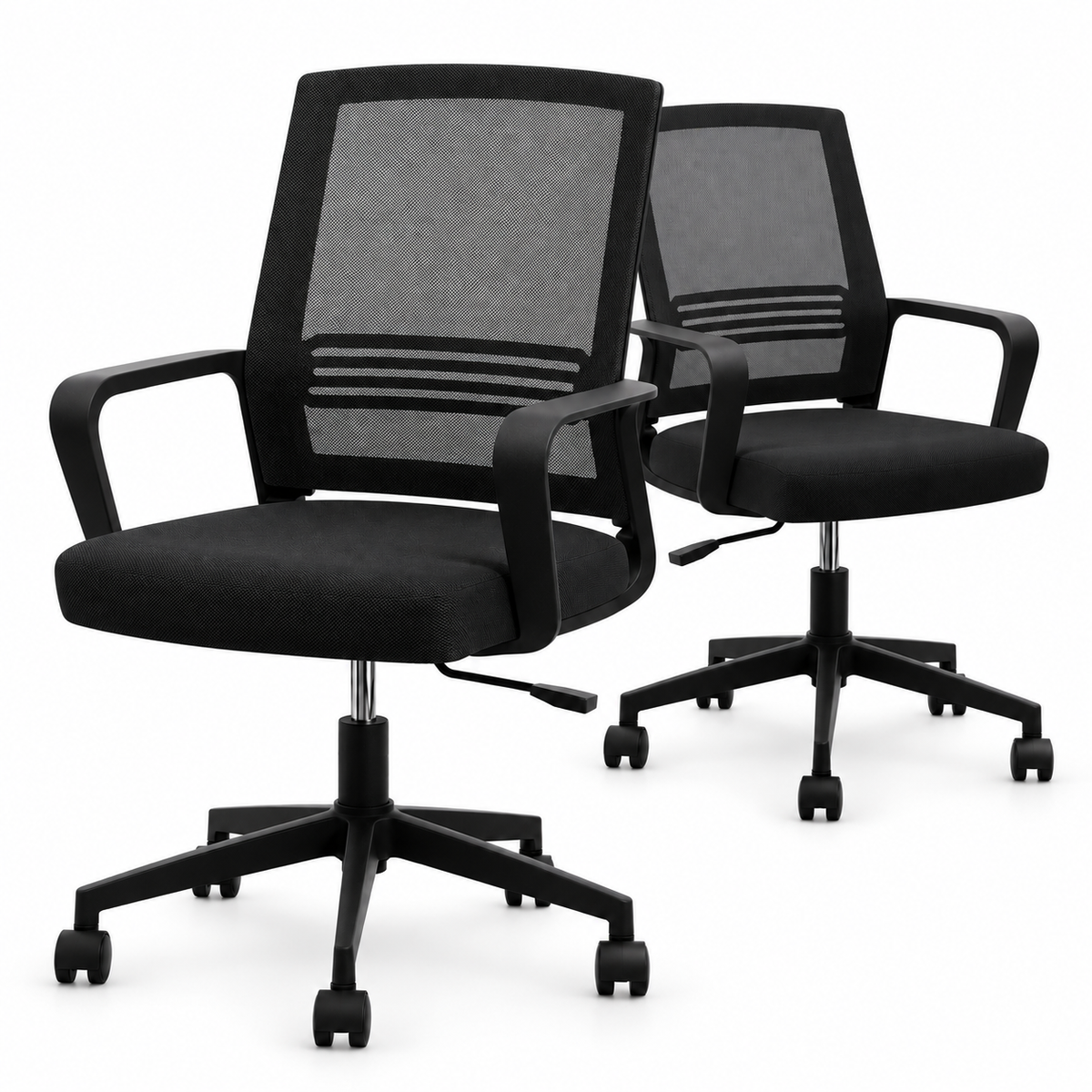 Artiss 2x Ergonomic Office Chair Mesh Mid Back Home Office Desk Chairs with Lumbar Support Black