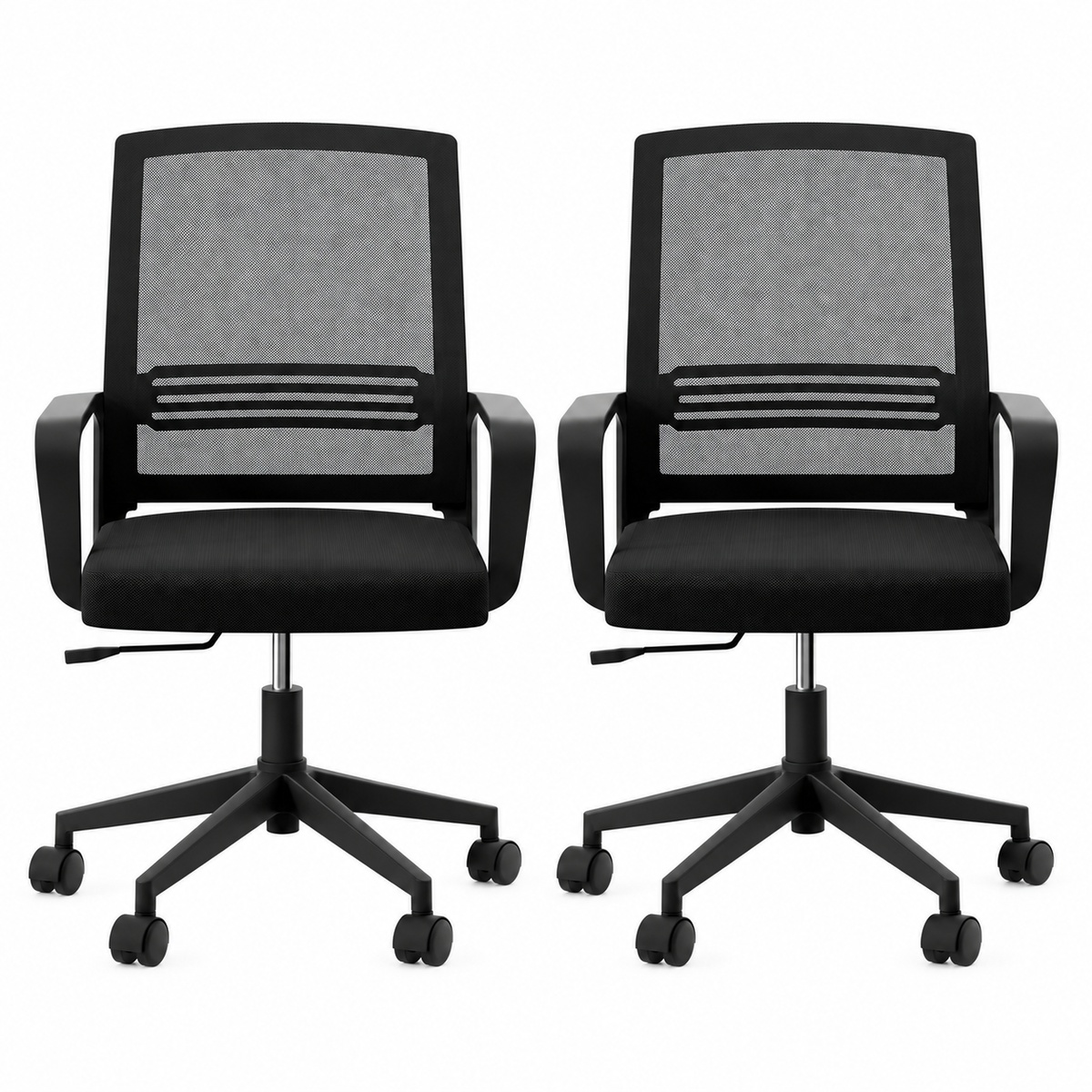 Artiss 2x Ergonomic Office Chair Mesh Mid Back Home Office Desk Chairs with Lumbar Support Black