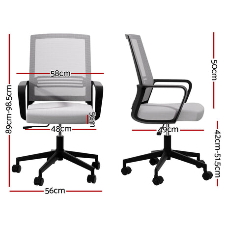 Artiss Mesh Office Chair Mid Back Grey