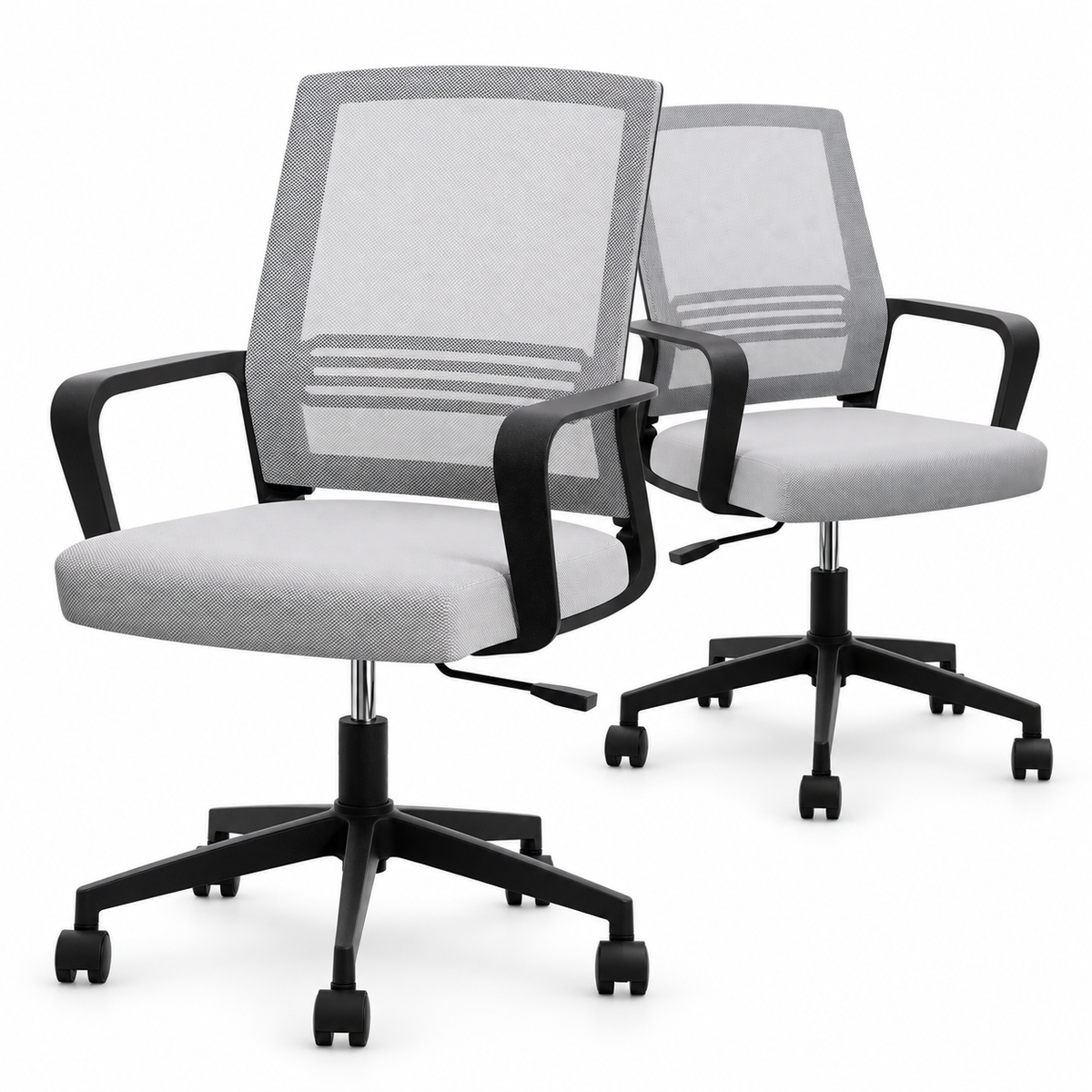 Artiss 2x Ergonomic Office Chair Mesh Mid Back Home Office Desk Chairs with Lumbar Support Grey