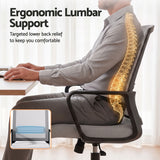 Artiss 2x Ergonomic Office Chair Mesh Mid Back Home Office Desk Chairs with Lumbar Support Grey