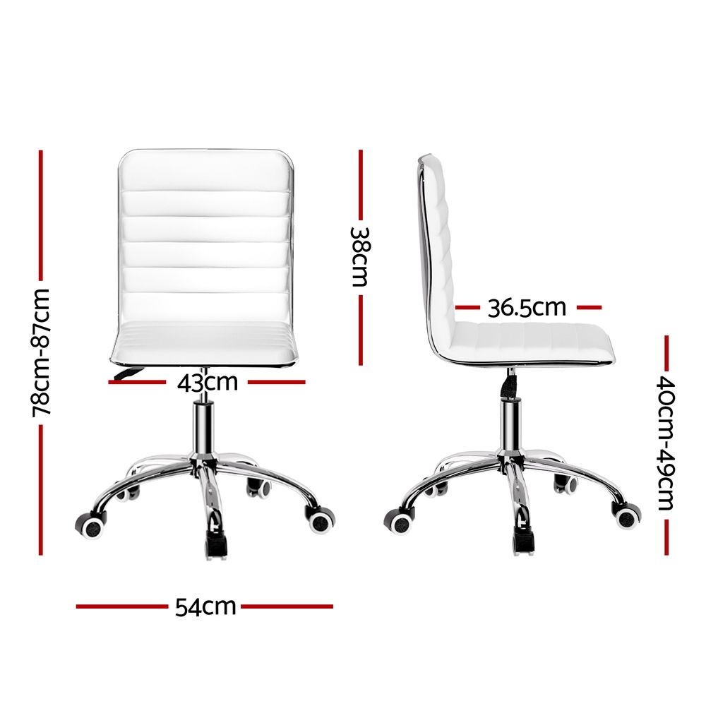 Artiss Office Chair Conference Chairs PU Leather Low Back White