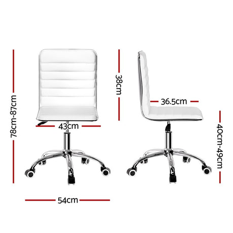 Artiss Office Chair Conference Chairs PU Leather Low Back White