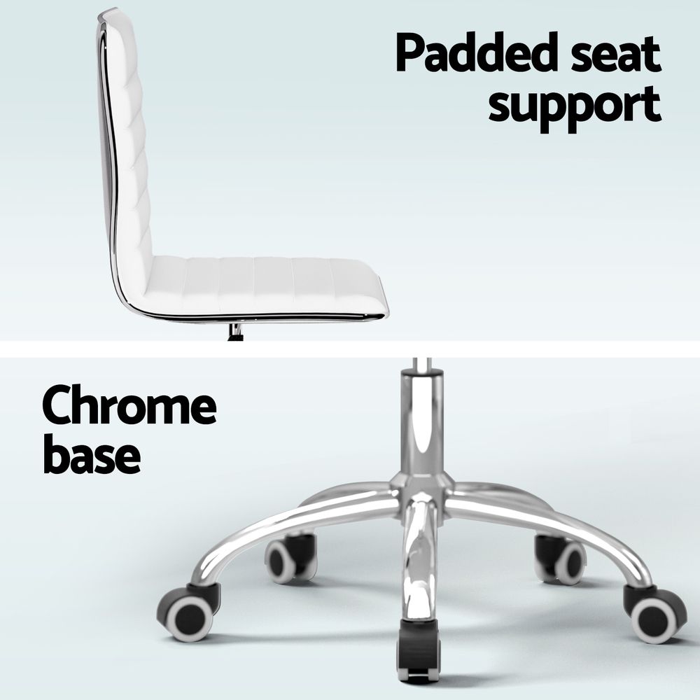 Artiss Office Chair Conference Chairs PU Leather Low Back White