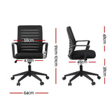 Artiss Ergonomic Office Chair Mesh Computer Desk Chairs with Lumbar Support, Height Adjustment Swivel Chair Mid Back for Home Office Study, Black