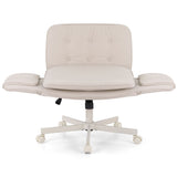 Artiss Criss Cross Chair with Wheels & Adjustable Armrests, Ergonomic Cross Legged Office Desk Chair PU Leather Vanity Chair Swivel for Home, Make Up, Bedroom, Computer, Beige