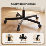 Artiss Cross Legged Office Chair PU Leather Swivel Vanity Chair Wide Seat Adjustable Arms Black