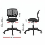 Artiss Ergonomic Office Chair Armless Study Chair Height Adjustable for Girls Boys Teens Black