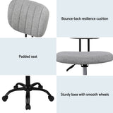 Artiss Armless Office Chair with Wheels, Ergonomic 360° Swivel Home Office Desk Chair, Height Adjustable Computer Task Chair with Fabric Back and Seat for Small Space, Grey