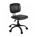 Artiss Armless Office Chair with Wheels, Ergonomic PU Leather Office Desk Chair, Height Adjustable 360° Swivel Computer Task Chair for Home Office, Study Room & Small Space, Black