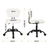 Artiss Armless Office Chair with Wheels, Ergonomic PU Leather Office Desk Chair, Height Adjustable 360° Swivel Computer Task Chair for Home Office, Study Room & Small Space, White