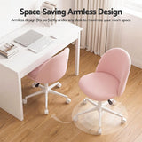 Artiss Office Chair Armless Swivel Vanity Desk Chair with Wheels Teddy Fleece Pink