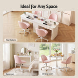 Artiss Office Chair Armless Swivel Vanity Desk Chair with Wheels Teddy Fleece Pink