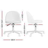 Artiss Office Chair Armless Swivel Vanity Desk Chair with Wheels Teddy Fleece White