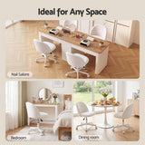 Artiss Office Chair Armless Swivel Vanity Desk Chair with Wheels Teddy Fleece White