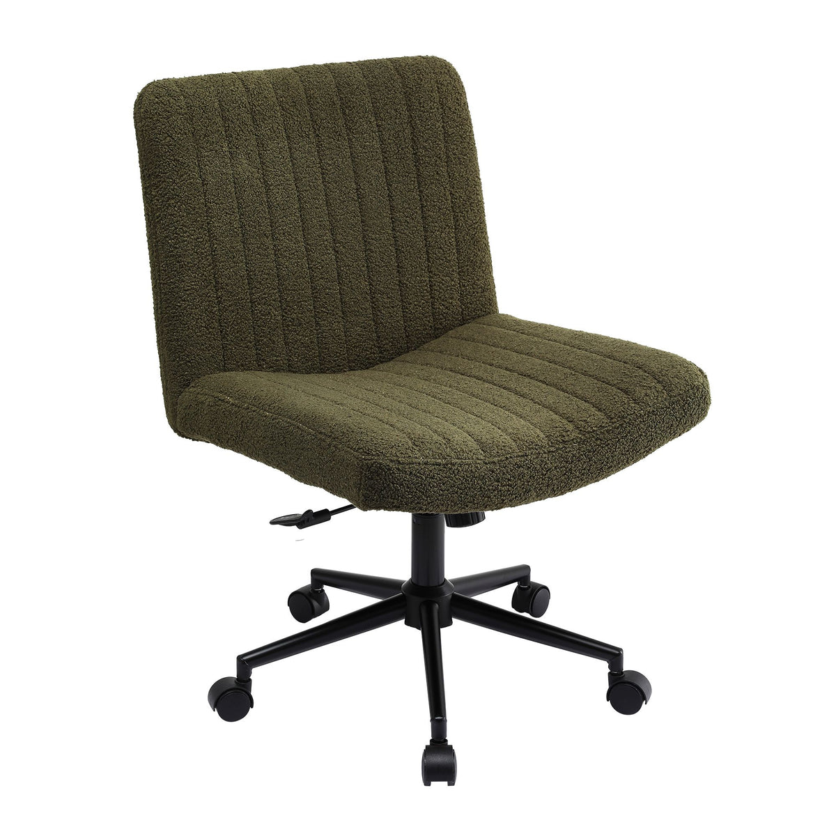Artiss Armless Cross Legged Office Chair Wide Seat Vanity Chair Teddy Fleece Green