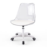 Artiss Clear Acrylic Office Chair Armless Swivel Vanity Desk Chair Mondern White