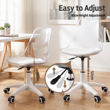 Artiss Clear Acrylic Office Chair Armless Swivel Vanity Desk Chair Mondern White