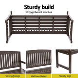 Gardeon Outdoor Garden Bench Wooden 2 Seater Lounge Chair Patio Furniture Brown