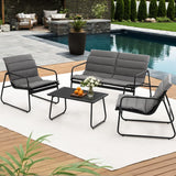 Gardeon 4PCS Outdoor Sofa Set Table and Chairs Cushion textilene Patio Furniture